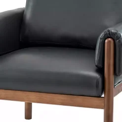 Kirklands Home Faux Leather and Wood Accent Chair Black Hot
