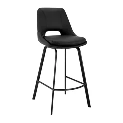 Kirklands Home Faux Leather Carise Swivel Bar Stool Black