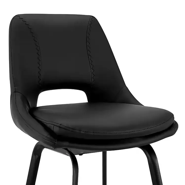 Kirklands Home Faux Leather Carise Swivel Bar Stool Black