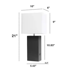 Kirklands Home Faux Leather Charging Table Lamp Black Outlet