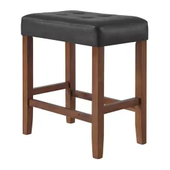 Kirklands Home Faux Leather Madison Walnut Counter Stool Black Hot