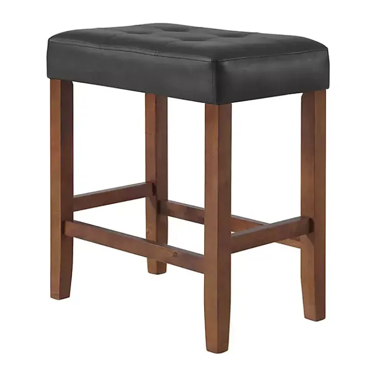 Kirklands Home Faux Leather Madison Walnut Counter Stool Black Hot