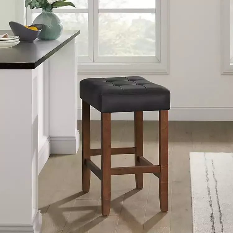Kirklands Home Faux Leather Madison Walnut Counter Stool Black Hot
