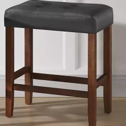 Kirklands Home Faux Leather Madison Walnut Counter Stool Black Hot