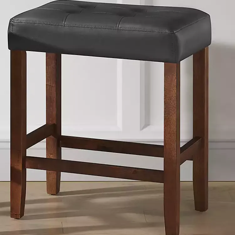 Kirklands Home Faux Leather Madison Walnut Counter Stool Black Hot