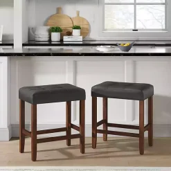 Kirklands Home Faux Leather Madison Walnut Counter Stool Black Hot