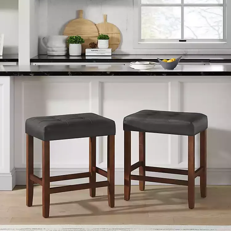 Kirklands Home Faux Leather Madison Walnut Counter Stool Black Hot