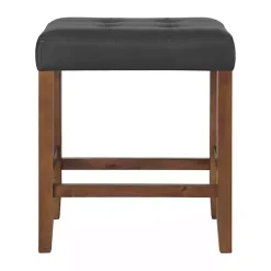 Kirklands Home Faux Leather Madison Walnut Counter Stool Black Hot