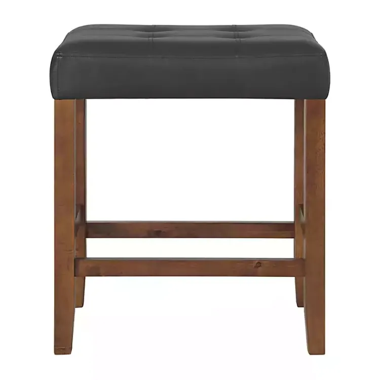 Kirklands Home Faux Leather Madison Walnut Counter Stool Black Hot