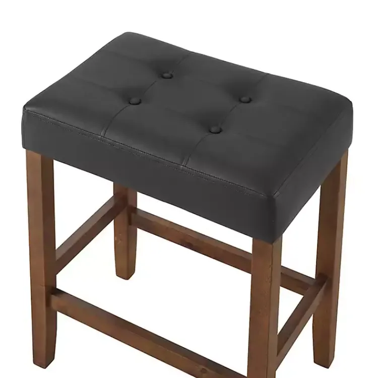 Kirklands Home Faux Leather Madison Walnut Counter Stool Black Hot