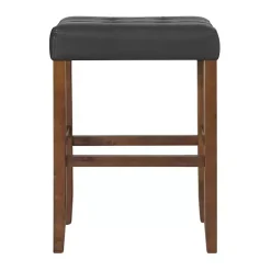 Kirklands Home Black Faux Leather Madison Walnut Stool Bar Outlet