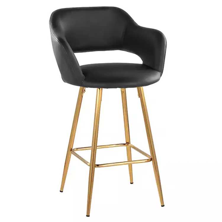 Kirklands Home Faux Leather Marge Counter Stools, Set of 2 Black New