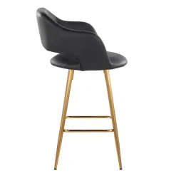 Kirklands Home Faux Leather Marge Counter Stools, Set of 2 Black New