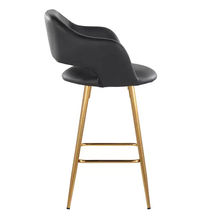 Kirklands Home Faux Leather Marge Counter Stools, Set of 2 Black New