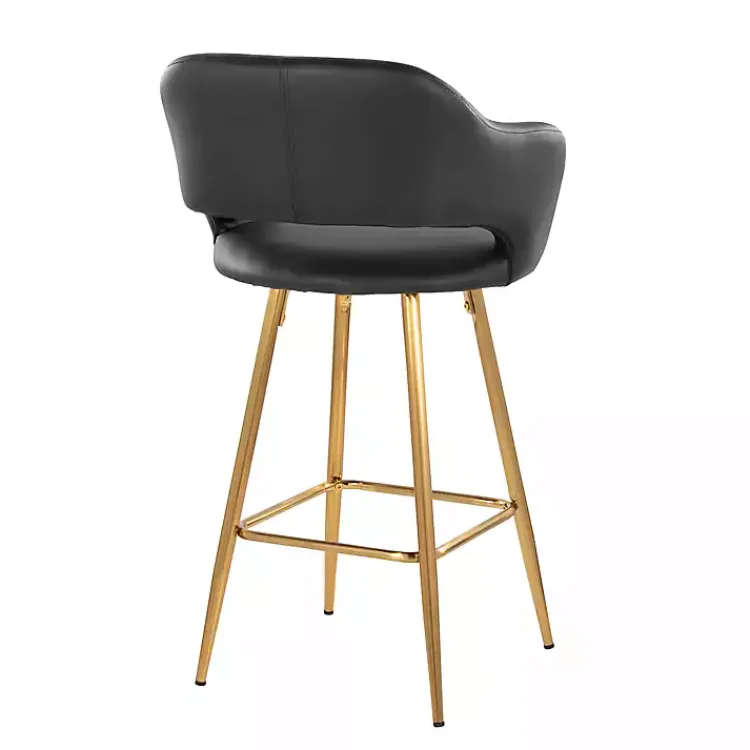Kirklands Home Faux Leather Marge Counter Stools, Set of 2 Black New