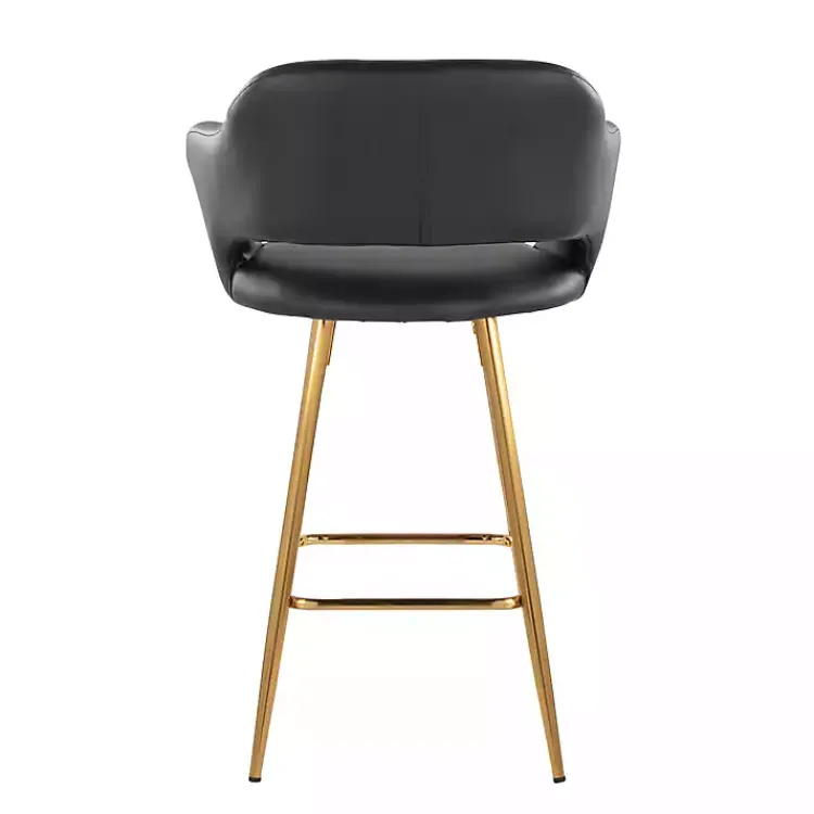 Kirklands Home Faux Leather Marge Counter Stools, Set of 2 Black New