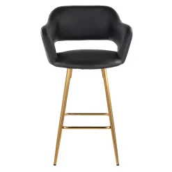 Kirklands Home Faux Leather Marge Counter Stools, Set of 2 Black New