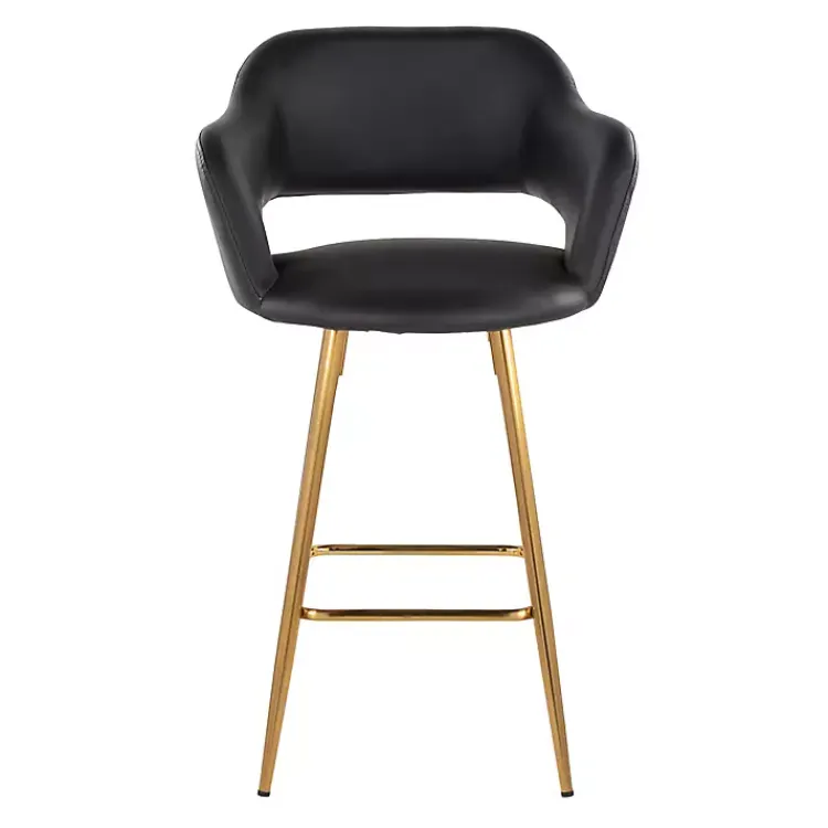 Kirklands Home Faux Leather Marge Counter Stools, Set of 2 Black New