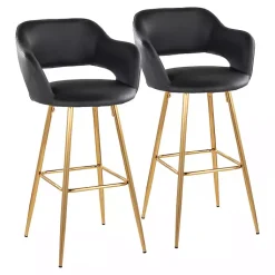 Kirklands Home Faux Leather Marge Bar Stools, Set of 2 Black Outlet