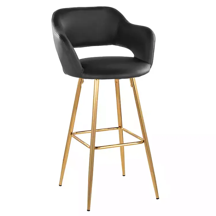 Kirklands Home Faux Leather Marge Bar Stools, Set of 2 Black Outlet