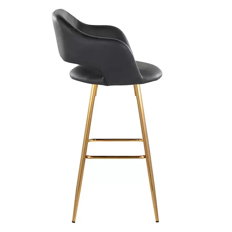 Kirklands Home Faux Leather Marge Bar Stools, Set of 2 Black Outlet