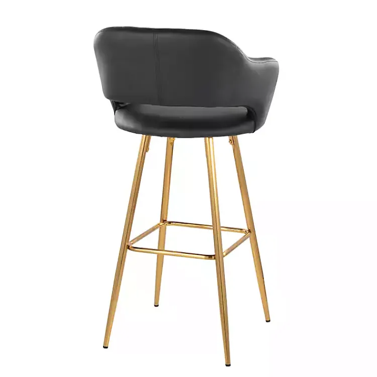 Kirklands Home Faux Leather Marge Bar Stools, Set of 2 Black Outlet