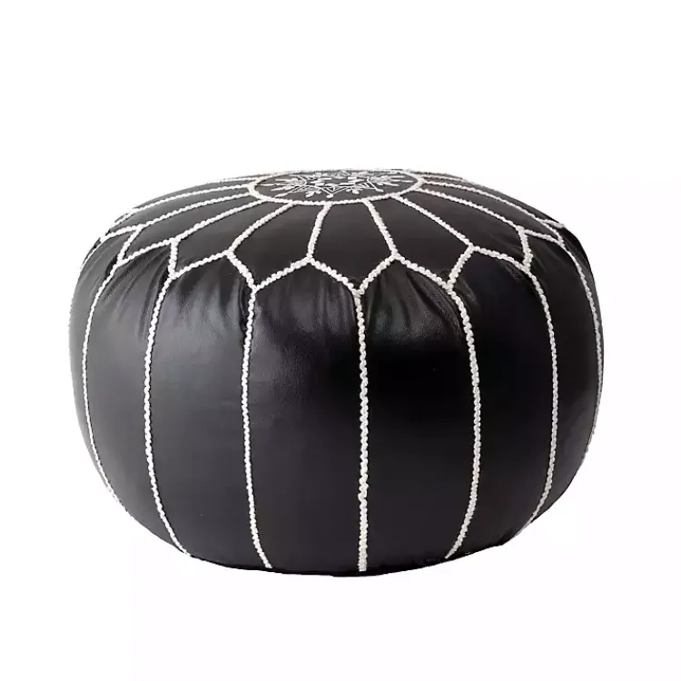 Poufs & Floor Cushions>Kirklands Home Faux Leather Pouf Black