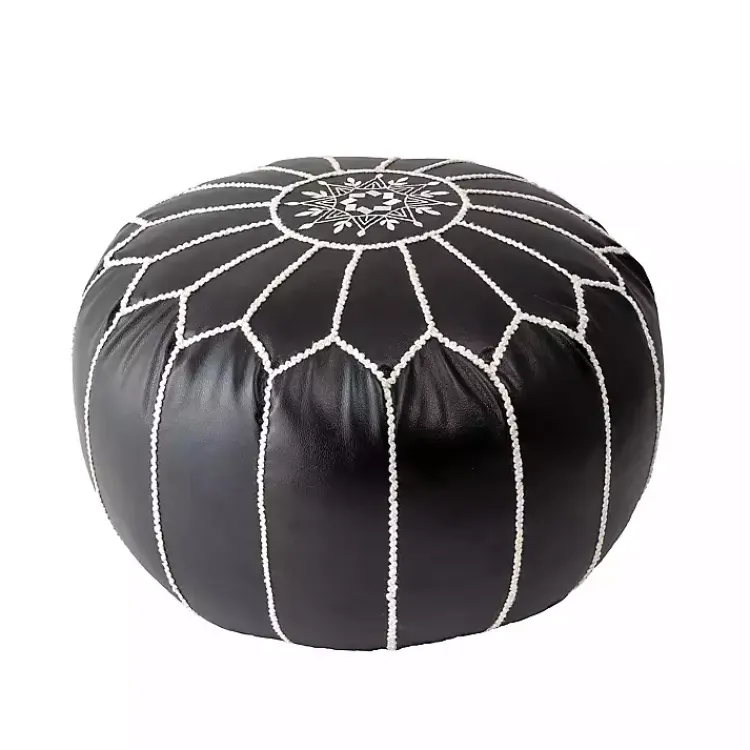 Poufs & Floor Cushions>Kirklands Home Faux Leather Pouf Black