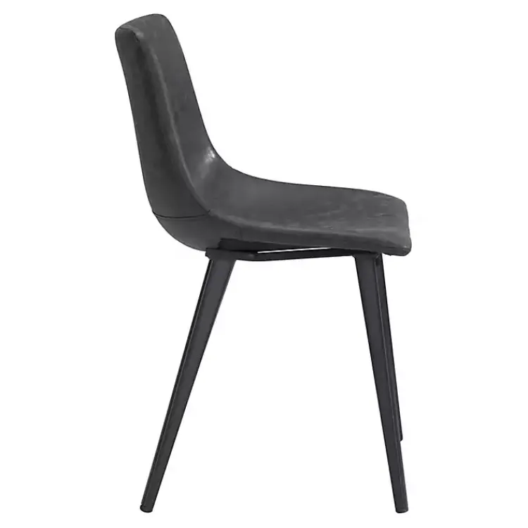 Kirklands Home Faux Leather Scoop Dining Chairs, Set of 2 Black New