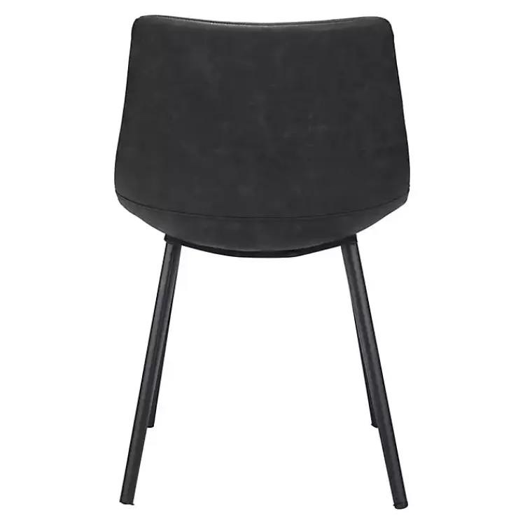 Kirklands Home Faux Leather Scoop Dining Chairs, Set of 2 Black New