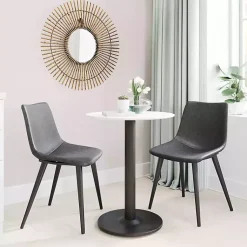 Kirklands Home Faux Leather Scoop Dining Chairs, Set of 2 Black New