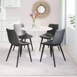 Kirklands Home Faux Leather Scoop Dining Chairs, Set of 2 Black New