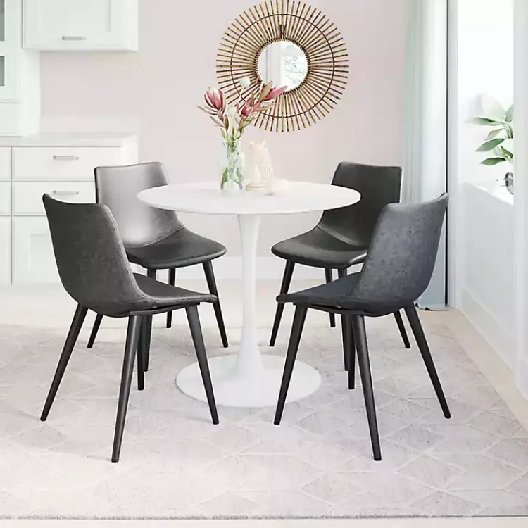 Kirklands Home Faux Leather Scoop Dining Chairs, Set of 2 Black New