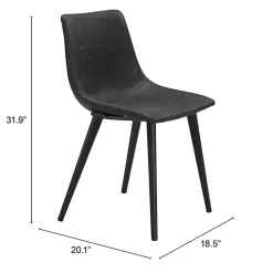 Kirklands Home Faux Leather Scoop Dining Chairs, Set of 2 Black New