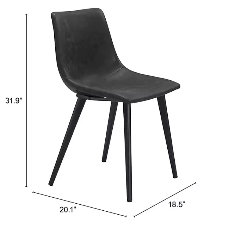 Kirklands Home Faux Leather Scoop Dining Chairs, Set of 2 Black New
