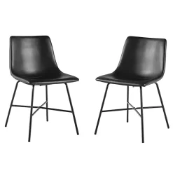 Kirklands Home Faux Leather Scoop Dining Chairs, Set of 2 Black Online