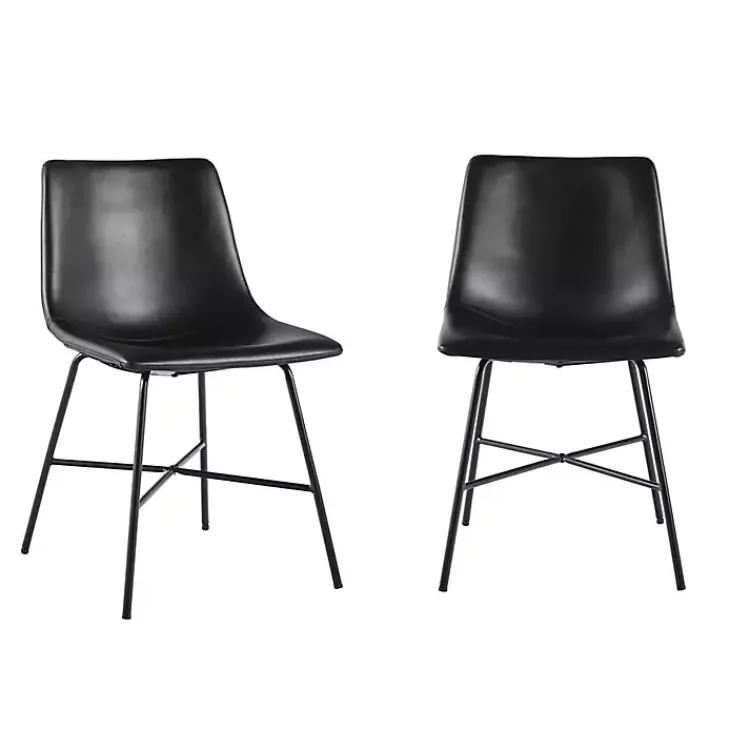 Kirklands Home Faux Leather Scoop Dining Chairs, Set of 2 Black Online
