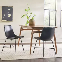 Kirklands Home Faux Leather Scoop Dining Chairs, Set of 2 Black Online