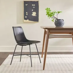Kirklands Home Faux Leather Scoop Dining Chairs, Set of 2 Black Online