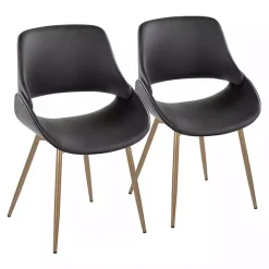 Kirklands Home Faux Leather Scooped Accent Chairs, Set of 2 Black Online