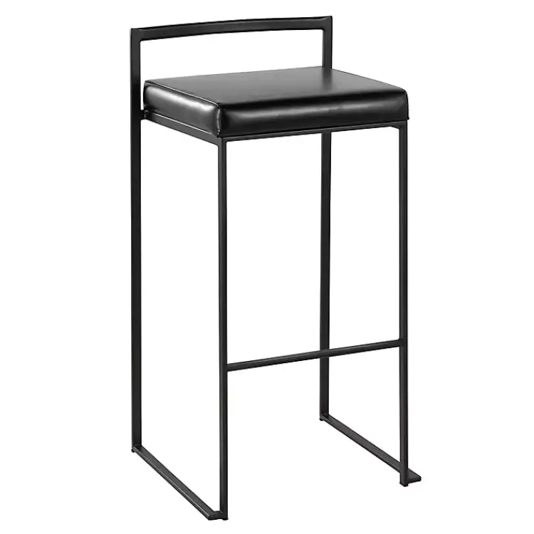 Kirklands Home Faux Leather Stackable Bar Stools, Set of 2 Black Online