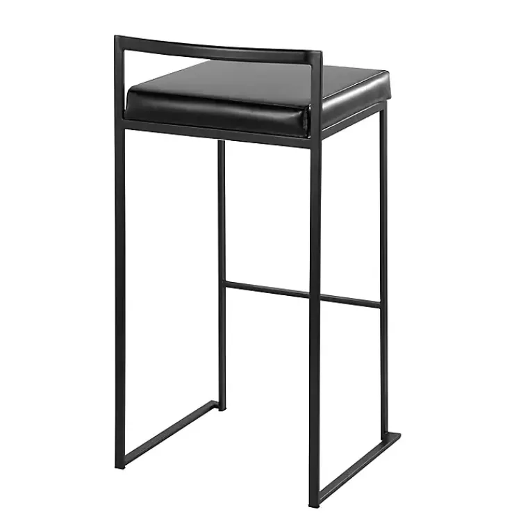 Kirklands Home Faux Leather Stackable Bar Stools, Set of 2 Black Online