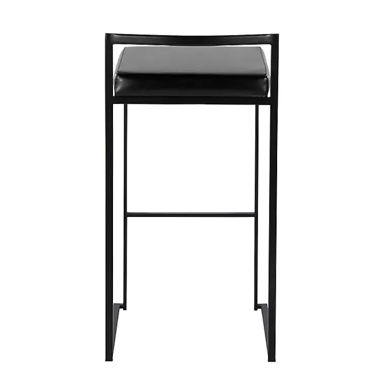 Kirklands Home Faux Leather Stackable Bar Stools, Set of 2 Black Online
