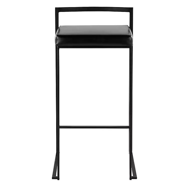 Kirklands Home Faux Leather Stackable Bar Stools, Set of 2 Black Online