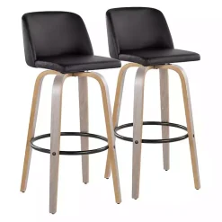 Kirklands Home Faux Leather Torino Bar Stools, Set of 2 Black Hot