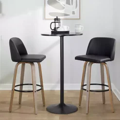 Kirklands Home Faux Leather Torino Bar Stools, Set of 2 Black Hot
