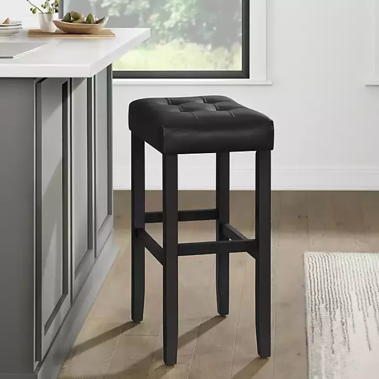 Kirklands Home Faux Leather Tufted Madison Bar Stool Black Hot