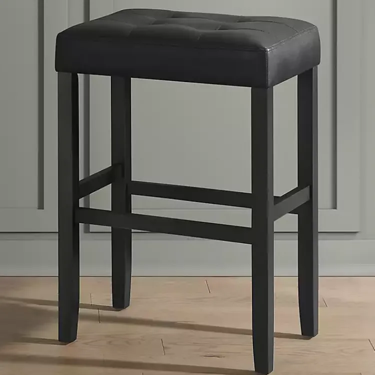Kirklands Home Faux Leather Tufted Madison Bar Stool Black Hot