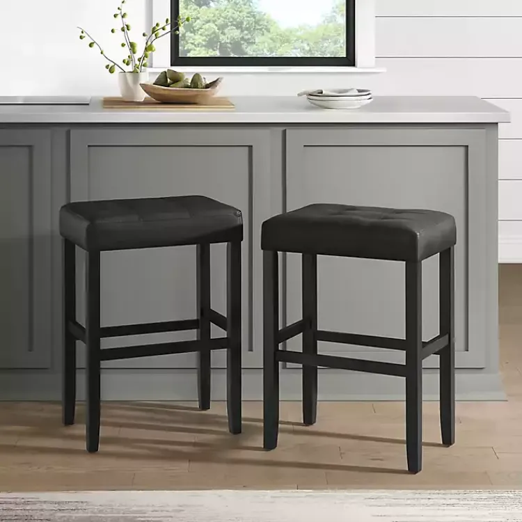 Kirklands Home Faux Leather Tufted Madison Bar Stool Black Hot