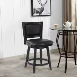 Kirklands Home Faux Leather Upholstered Counter Stool Black Clearance